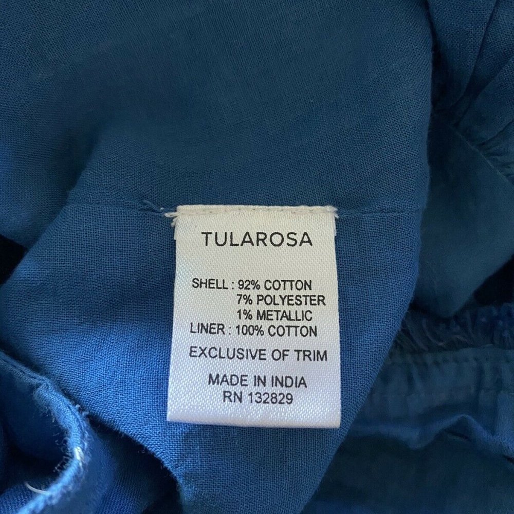 Revolve Tularosa Zoey top In Indigo crop top metallic silver striped tied boho L - Picture 9 of 9